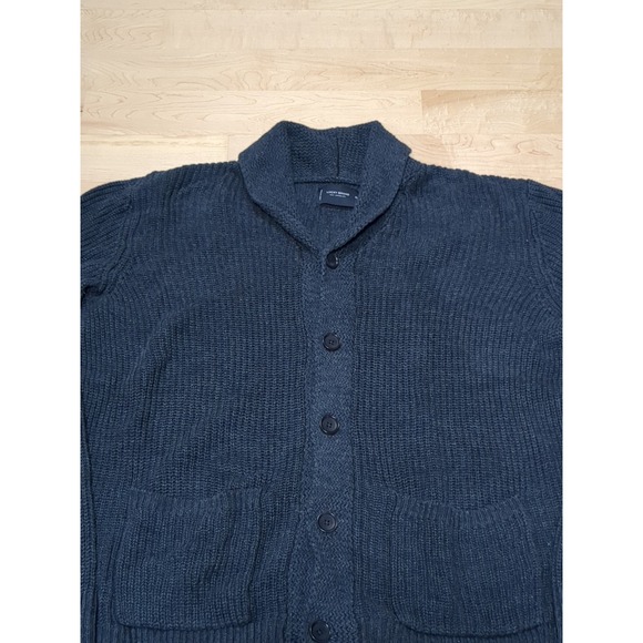 Lucky Brand Linen Blend Cardigan Sweater Shawl Collar Button Blue Size XL Men's - Picture 2 of 11